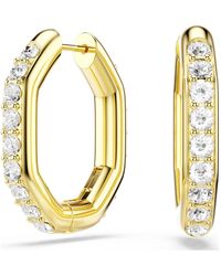 Swarovski - Orecchini a cerchio dextera, forma ottagonale, taglio round, bianchi, placcato color oro - Lyst