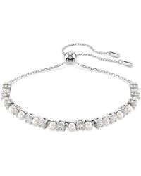 Swarovski - Bracciale tennis matrix, crystal pearl, taglio round - Lyst