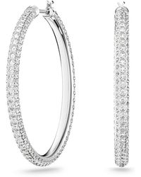 Swarovski - Dextera Hoop Pierced Earrings With Pink Crystals In A Rose-gold Tone Finished Setting - Lyst