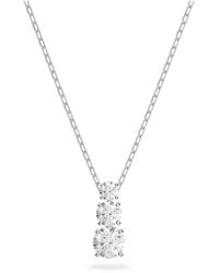 Swarovski - Stilla Attract Trilogy Drop Pierced Earrings With White Crystals On A Rhodium Plated Setting With Hinged Closure - Lyst