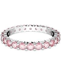 Swarovski - Rhodium Plated Round Cut Matrix Ring, Size 50 - Lyst