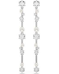 Swarovski - Orecchini pendenti constella, crystal pearl, tagli round, bianchi, placcato rodio - Lyst