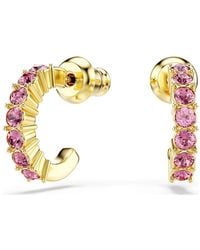 Swarovski - Mini Hoop Earrings, Round Cut, 18K Finish - Lyst