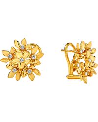 SYNAJEWELS Jardin Flower Bunch Clip Earrings - Metallic