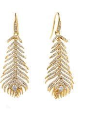 SYNAJEWELS Mogul Peacock Feather Earrings - Metallic