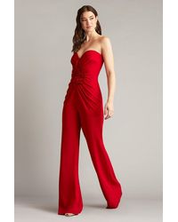 Tadashi Shoji - Sirota Center-Front Ruffle Jumpsuit-Cranb - Lyst