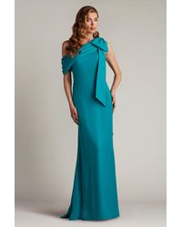 Tadashi Shoji - Cassia Bow-Shoulder Crepe Gown-Dstea - Lyst