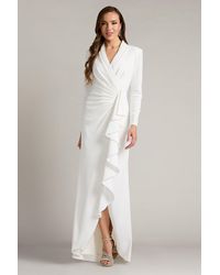 Tadashi Shoji - Markum Long-Sleeve Flounce Gown-Ivory - Lyst