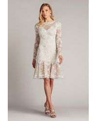 Tadashi Shoji - Idly Embroidered Illusion Dress-Ivptl - Lyst