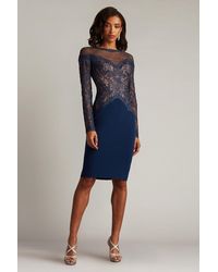 Tadashi Shoji - Lisette Embroidered Illusion Dress-Nv/Nd - Lyst