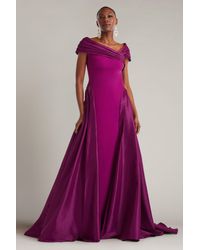Tadashi Shoji - Blanka Draped Contrast Taffeta Ball Gown-Magen - Lyst