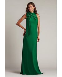 Tadashi Shoji - Sims Shoulder Bow Halter Gown-Bambo - Lyst