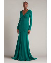 Tadashi Shoji - Keris Shutter-Pleated Crepe Gown-Emera - Lyst
