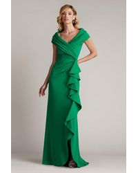 Tadashi Shoji - Talise Waterfall Flounce Gown-Grlef - Lyst