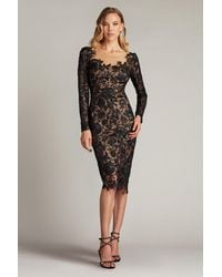 Tadashi Shoji - Senoia Sequin Embroidered Illusion Dress-Bk/Nd - Lyst