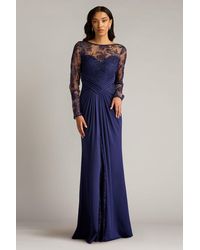Tadashi Shoji - Ravina Embroidered Illusion Gown-Notte - Lyst