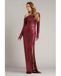Tadashi Shoji - Toryn Metallic Pleated Draped Gown-Lavrd - Lyst