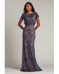 Tadashi Shoji - Calista Embroidered Blouson Gown-Nv/Nd - Lyst