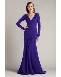 Tadashi Shoji - Keris Shutter-Pleated Crepe Gown-Prpir - Lyst