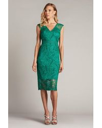 Tadashi Shoji - Evonne Embroidered Dress Emerald - Lyst