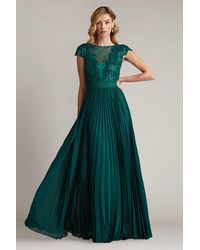 Tadashi Shoji - Surette Sequin Embroidered &Amp; Pleated Chiffon Gown-Bambo - Lyst