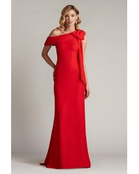 Tadashi Shoji - Cassia Bow-Shoulder Crepe Gown-Redrs - Lyst