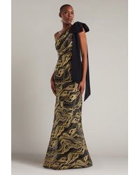 Tadashi Shoji - Shariza Bow-Shoulder Gown-Gd/Bk - Lyst