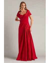 Tadashi Shoji - Milica Draped Portrait Collar Gown-Chery - Lyst