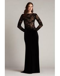 Tadashi Shoji - Forena Embroidered Crepe Gown-Bk/Nd - Lyst