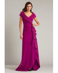 Tadashi Shoji - Talise Waterfall Flounce Gown-Magen - Lyst