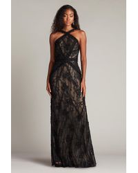 Tadashi Shoji - Kaiti Embroidered Halter Gown-Bk/Nd - Lyst