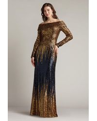 Tadashi Shoji - Vionne Off-Shoulder Sequin Gown-Navom - Lyst