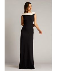 Tadashi Shoji - Plaza Drape Back Gown-Bk/Iv - Lyst