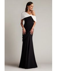Tadashi Shoji - Prewitt Pleated Drape Gown-Bk/Iv - Lyst
