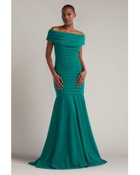 Tadashi Shoji - Elisea Shutter-Pleated Crepe Gown-Emera - Lyst