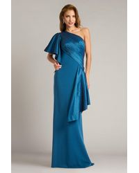 Tadashi Shoji - Santa Fe Draped Flounce Gown-Cerln - Lyst