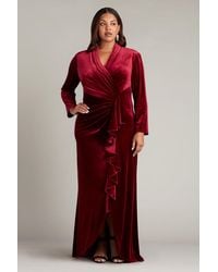 Tadashi Shoji - Markum Long-Sleeve Velvet Flounce Gown - Lyst