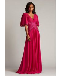 Tadashi Shoji - Indira Embroidered Chiffon Gown-Hbscs - Lyst