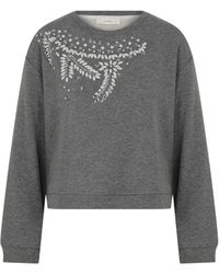 Roman Boatneck Sweatshirt With Embroidered Design - Gray