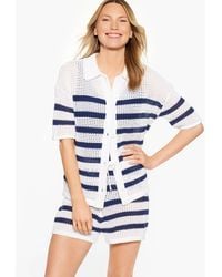 Aqua Club - Open-knit Shirt Cover-up - Lyst