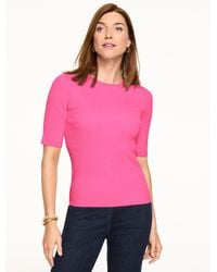 Talbots - Elbow Sleeve Ribbed Crewneck Sweater - Lyst