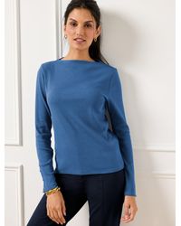 Talbots - Button Sleeve Funnel Neck T-shirt - Lyst