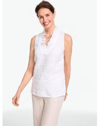 Talbots - Ruffle Linen Shell Sweater - Lyst