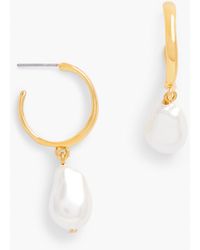 Talbots - Classic Pearl Hoop Earrings - Lyst