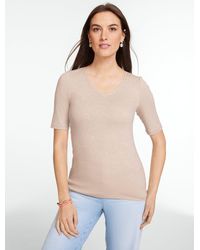 Talbots - Elbow Sleeve V-neck T-shirt - Lyst