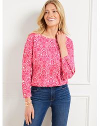 Talbots - Button Sleeve Crewneck T-shirt - Lyst