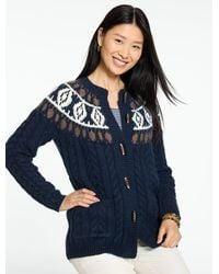 Talbots - Cable Knit Cardigan Sweater - Lyst