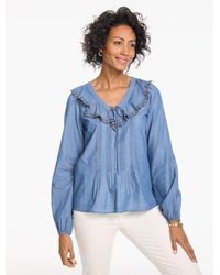 Talbots - Chambray Pintuck Top - Lyst