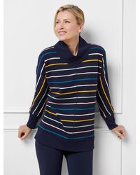 Talbots - Autumn Stripe Wrap Collar Pullover Sweater - Lyst