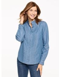 Talbots - Pintuck Chambray Top - Lyst